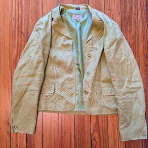 Green linen women's blazer